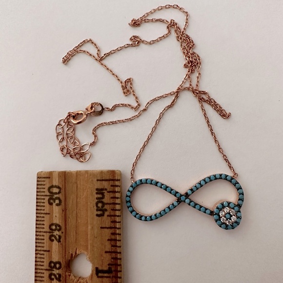 925 Silver infinity evil eye turquoise necklace - Picture 3 of 4